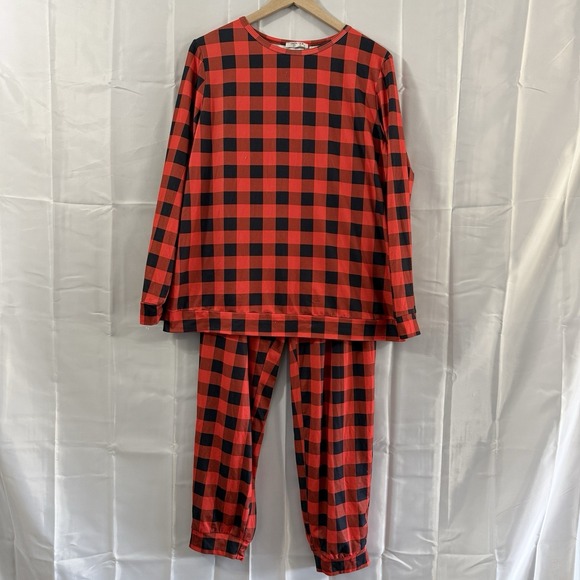 Ekouaer Other - Ekouaer Pajama Set Women XL Gray Stretch Oversize Christmas Red Black Pjs